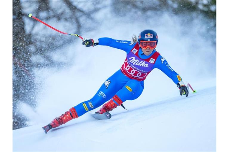 Sofia Goggia aus Italien gewann ihr Heimrennen in Cortina d'Ampezzo. Foto: Expa/Johann Groder/APA/dpa