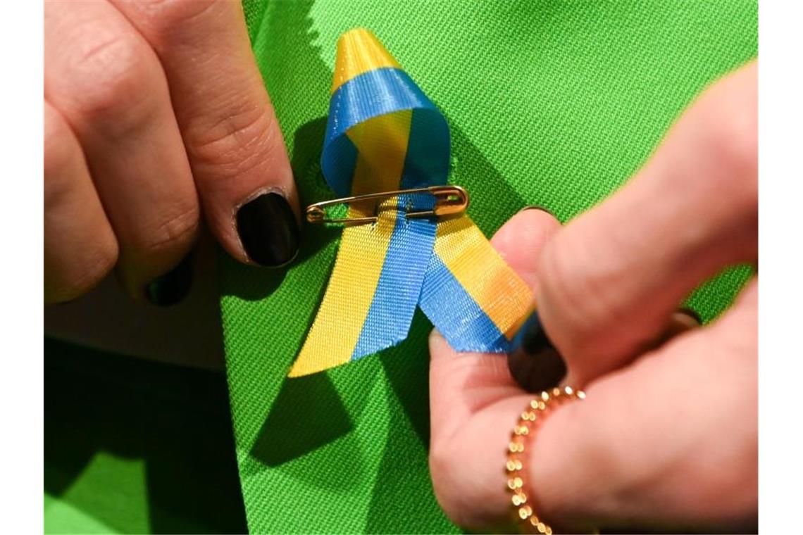 Berliner Modewoche als Zeichen für Freiheit Solidarität mit der Ukraine. Foto: Jens Kalaene/dpa-Zentralbild/dpa