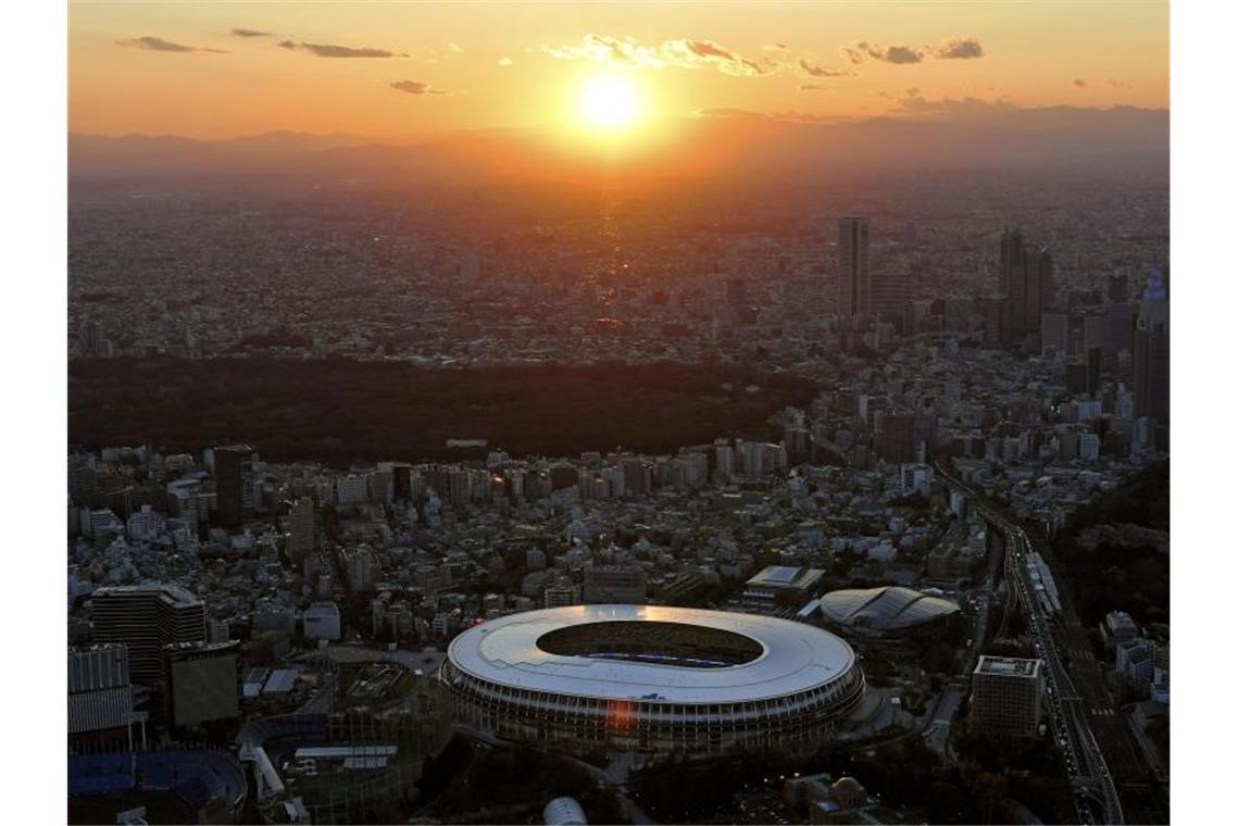 Soll 2021 Austragungsstätte der Olympischen Spiele sein: Das Nationalstadion in Tokio. Foto: ./kyodo/dpa