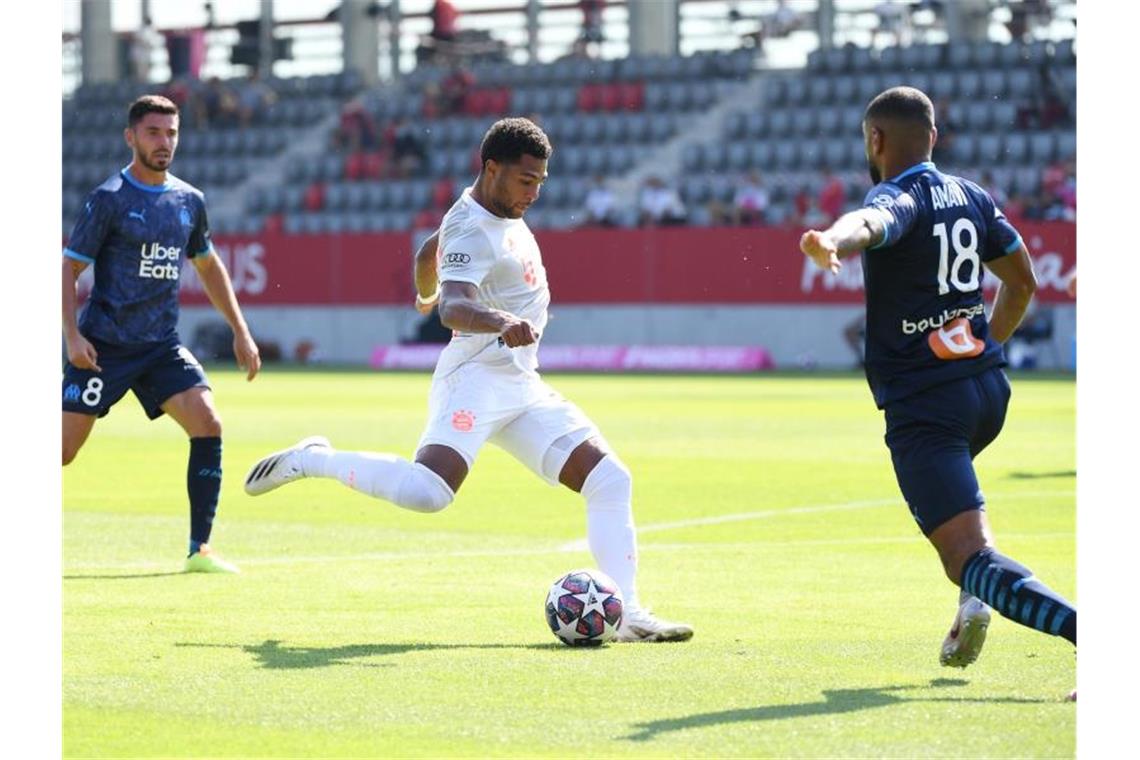 Bayern gewinnt Test beim Süle-Comeback gegen Marseille Sorgte beim Bayern-Test für das Siegtor: Serge Gnabry (M). Foto: Matthias Balk/dpa