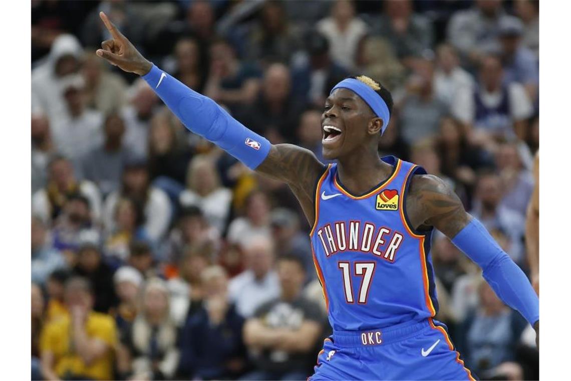 Spielmacher Dennis Schröder erzielte 27 Punkte für OKC. Foto: Rick Bowmer/AP/dpa