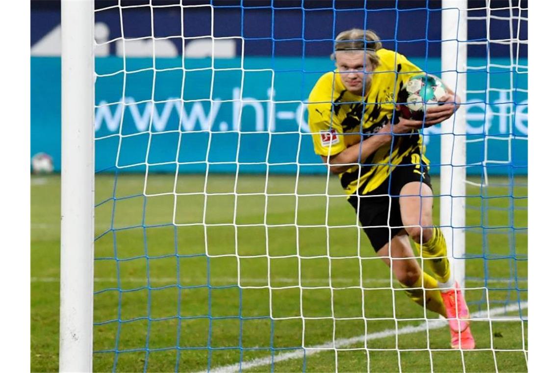 Spielt beim BVB eine überragende Saison: Torjäger Erling Haaland. Foto: Martin Meissner/Pool AP/dpa