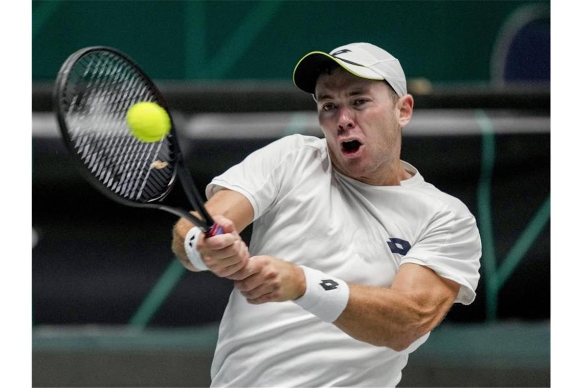 Davis-Cup-Team mit Koepfer im Halbfinale gegen Russland Spielt im Davis-Cup-Halbfinale neben Jan-Lennard Struff im Einzel: Dominik Koepfer. Foto: Michael Probst/AP/dpa