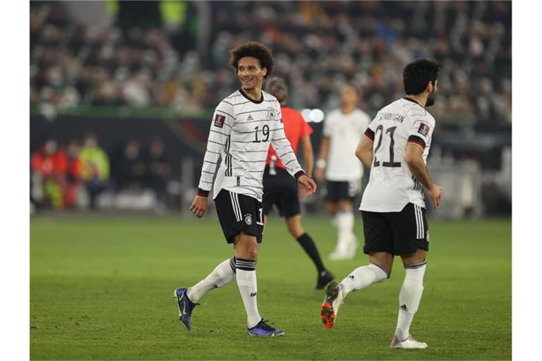 Spielte auch gegen Liechtenstein stark: Leroy Sané (l). Foto: Christian Charisius/dpa
