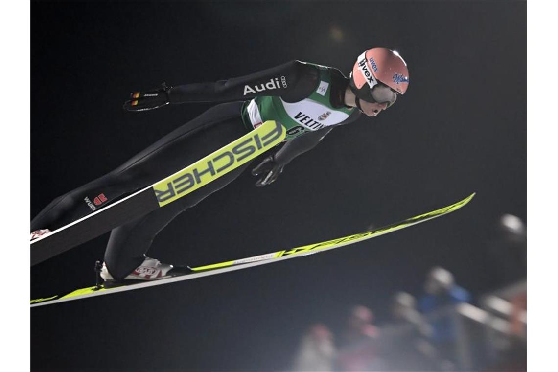 Sprang in Lahti wieder stark: Karl Geiger. Foto: Markku Ulander/Lehtikuva/dpa