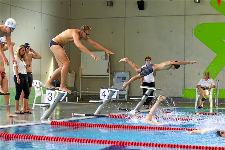 Sprung ins Wasser: Die Backnanger Schwimmer stellen beim Heimwettkampf gleich vier neue Vereinsrekorde auf. Foto: A. Becher