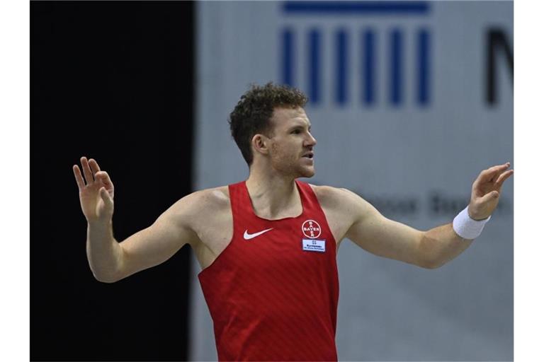 Stabhochspringer Torben Blech wurde mit 5,80 Meter Zweiter beim Hallen-Meeting in Berlin. Foto: Soeren Stache/dpa-Zentralbild/dpa