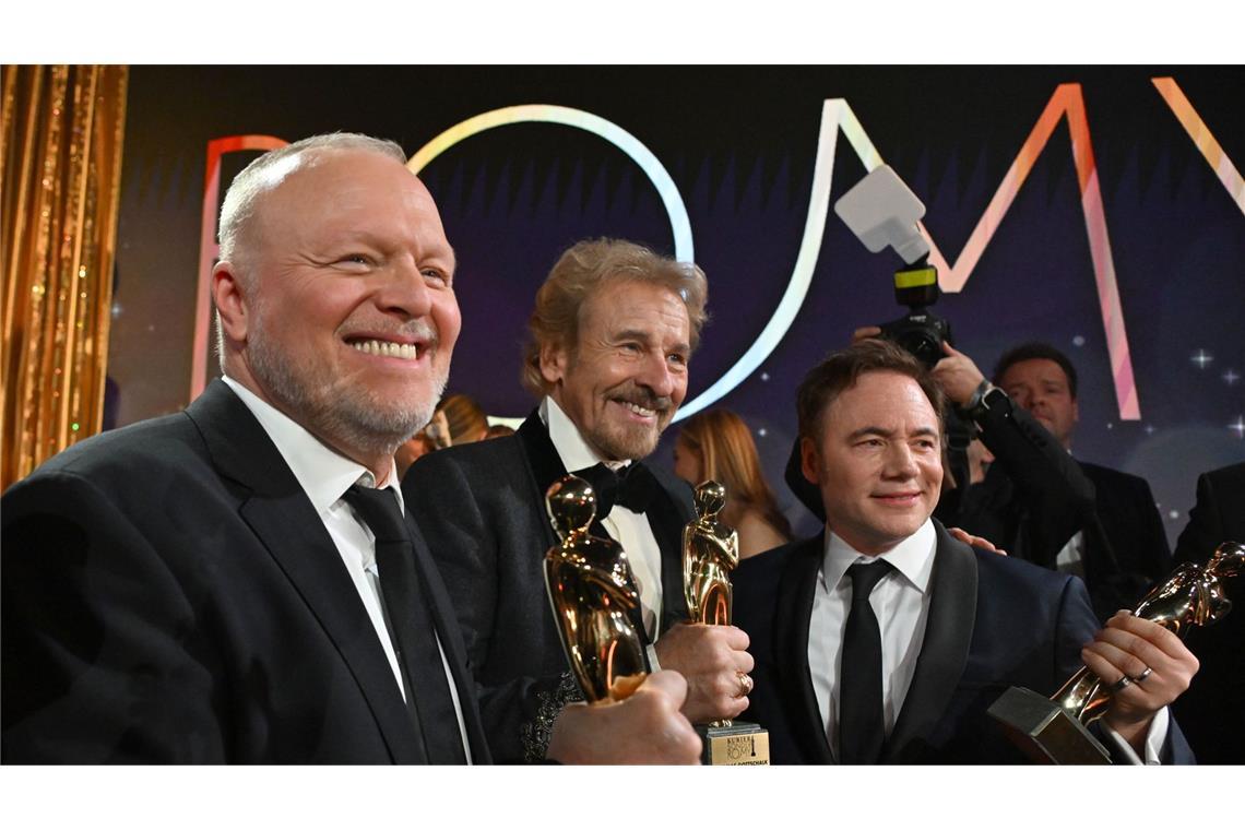 Stefan Raab,Thomas Gottschalk mit der Swarovski KristallROMY und Michael Bully Herbig.
