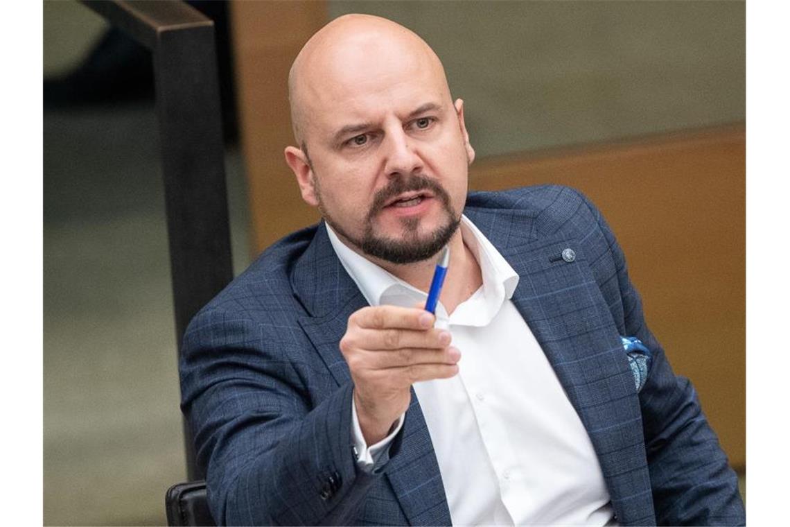 Stefan Räpple (AfD) im Landtag von Baden-Württemberg. Foto: Sebastian Gollnow/dpa/Archivbild