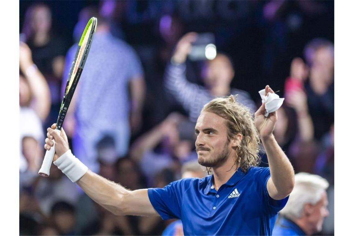 Team Europa führt beim Laver Cup: Federer/Zverev siegreich Stefanos Tsitsipas holte im dritten Einzel den zweiten Sieg für Team Europe. Foto: Martial Trezzini/KEYSTONE