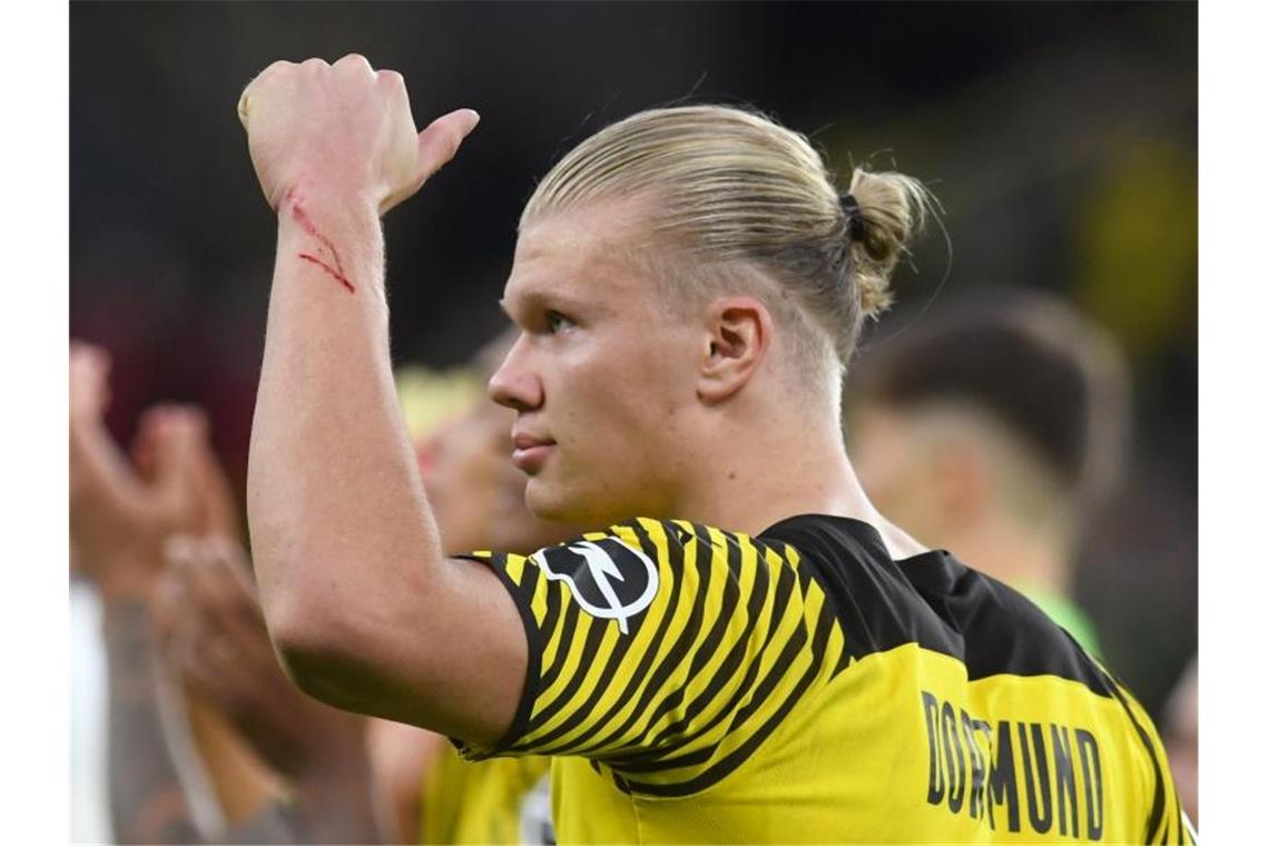 „Times“: Haaland-Transfer höchste Priorität für Man City Steht bei Manchester offenbar ganz hoch im Kurs: BVB-Torjäger Erling Haaland. Foto: Bernd Thissen/dpa