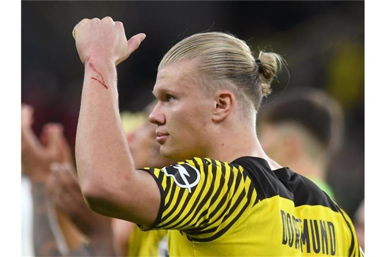 Steht bei Manchester offenbar ganz hoch im Kurs: BVB-Torjäger Erling Haaland. Foto: Bernd Thissen/dpa