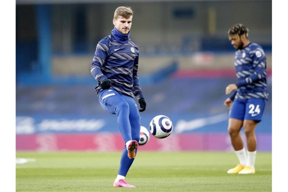 Steht gegen Real Madrid in der Startelf des FC Chelsea: Timo Werner (l). Foto: Frank Augstein/PA Wire/dpa