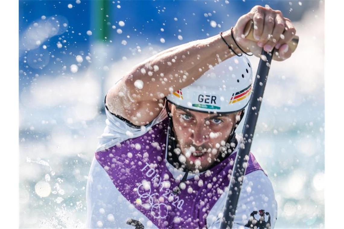 Slalomkanuten Tasiadis und Funk im Halbfinale Steht im Halbfinale: Slalom-Kanute Sideris Tasiadis in Aktion. Foto: Jan Woitas/dpa-Zentralbild/dpa