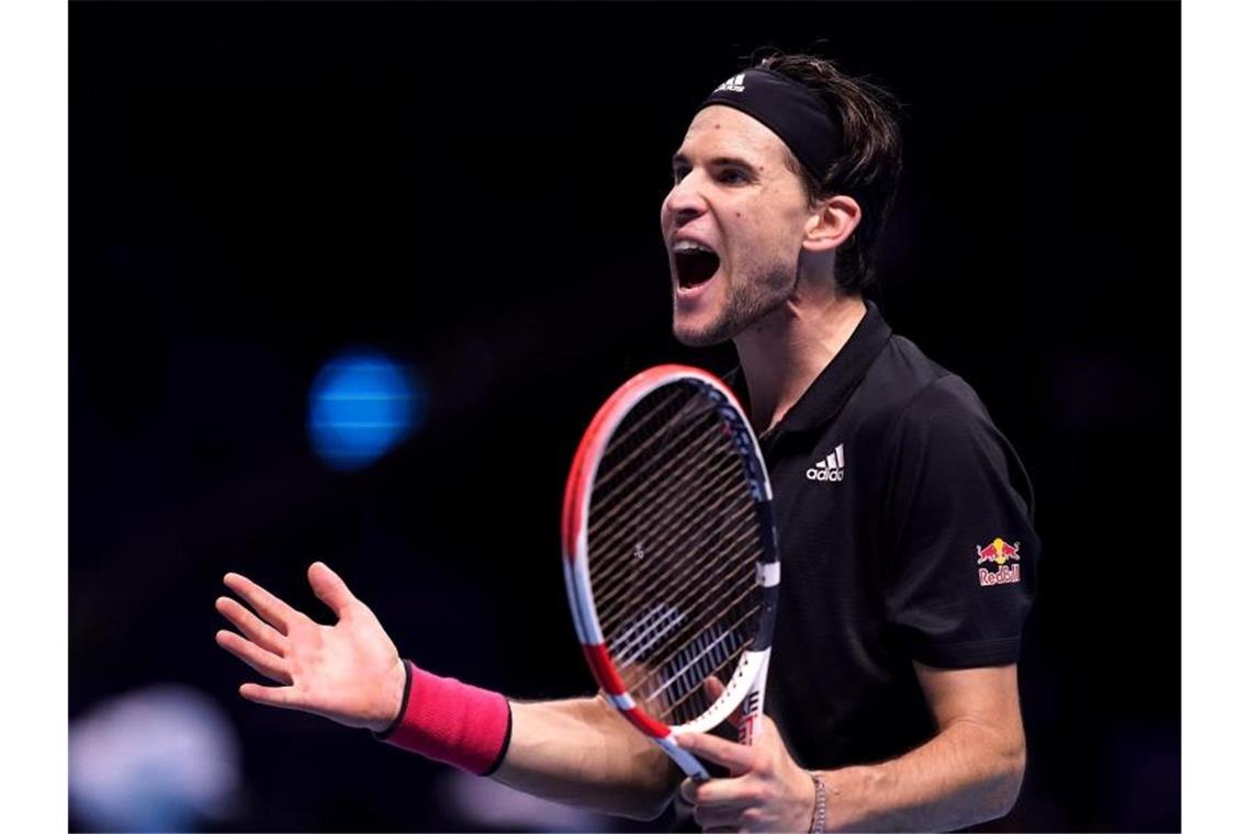 Tennis-Krimi gegen Djokovic: Thiem im Endspiel Steht nach dem Sieg über Novak Djokovic im Endspiel der ATP Finals: Dominic Thiem. Foto: John Walton/PA Wire/dpa
