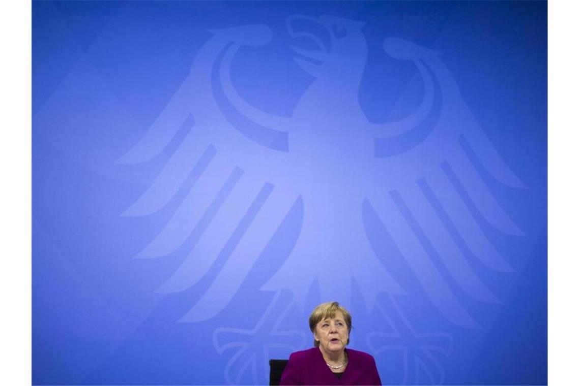 Stellt die Ergebnisse des Bund-Länder-Gipfels vor: Bundeskanzlerin Angela Merkel im Kanzleramt. Foto: Markus Schreiber/AP POOL/dpa