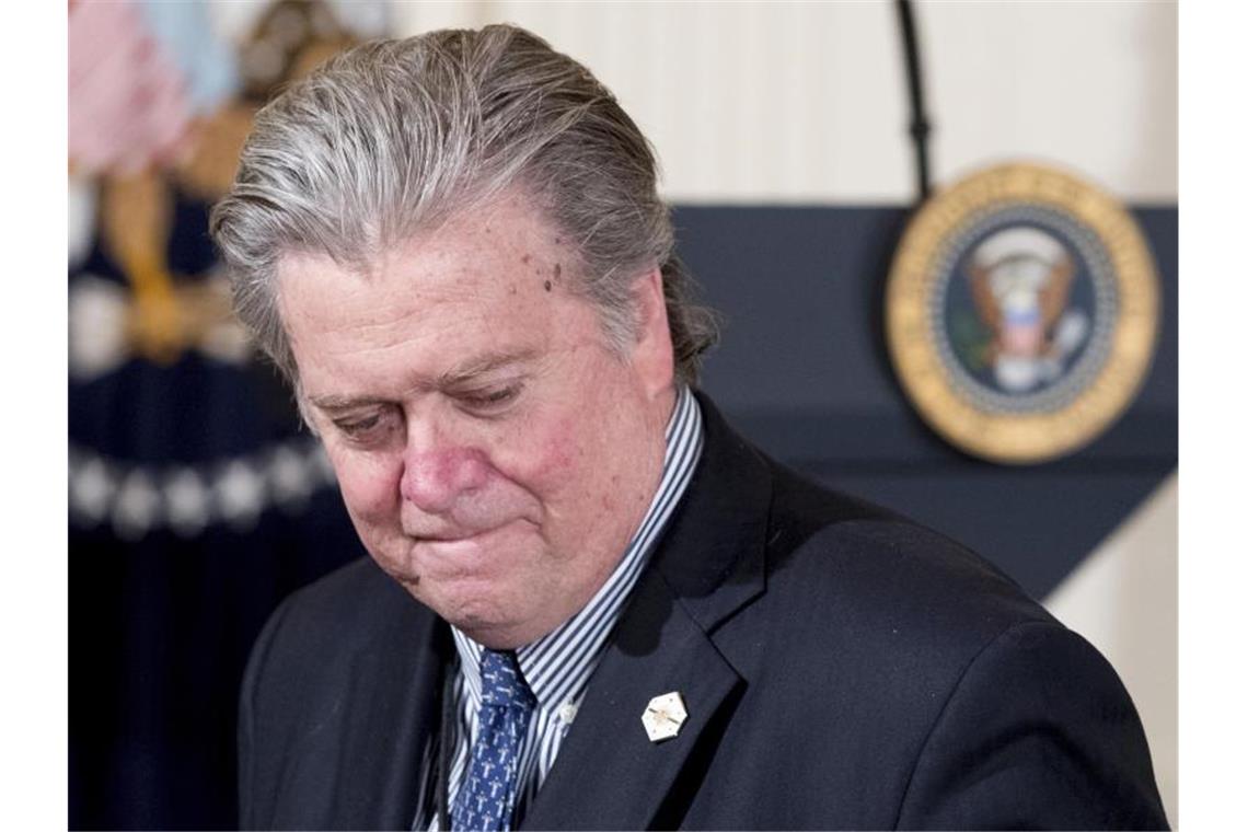 Stephen Bannon, damaligs noch Chefstratege von US-Präsident Trump, im August 2017 im Weißen Haus. Foto: Andrew Harnik/AP/dpa