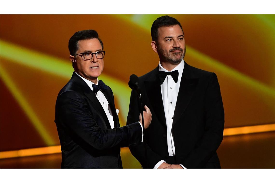 „Wir sind alle Jimmy Kimmel“ – Late-Night-Moderatoren empört Stephen Colbert (links) und Jimmy Kimmel