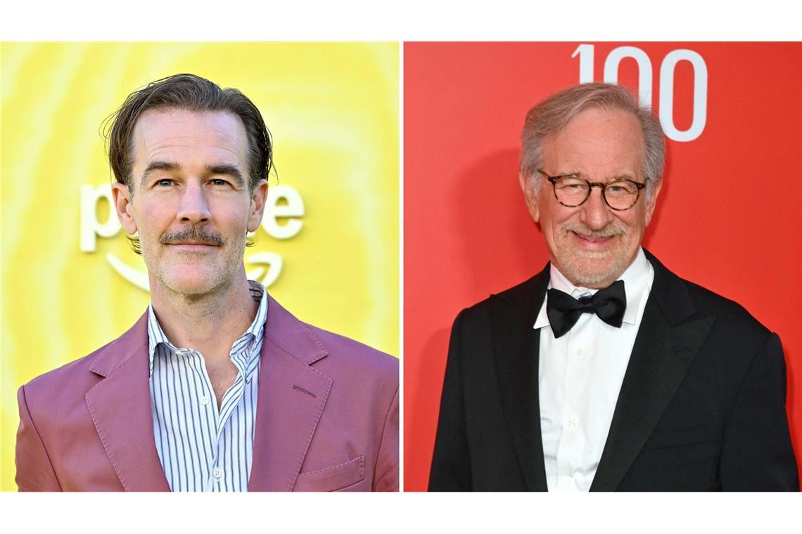 Steven Spielberg (rechts) spendet Medienberichten zufolge für die Familie des verstorbenen Schauspielers James Van Der Beek.