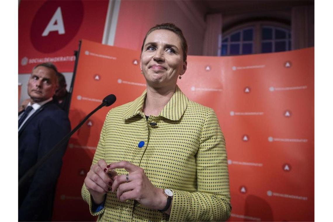 Strahlende Siegerin: Mette Frederiksen, Vorsitzende der sozialdemokratischen Partei von Dänemark. Foto: Liselotte Sabroe/Ritzau Scanpix/AP