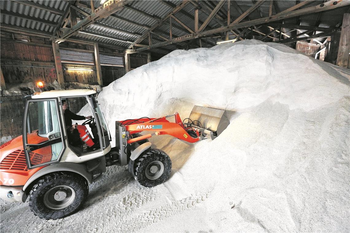 Was ein Winter ohne Schnee bedeutet Streusalz haben die Mitarbeiter des Bauhofs der Stadt Backnang in diesem Jahr kaum verbraucht. Archivbild: E. Layher