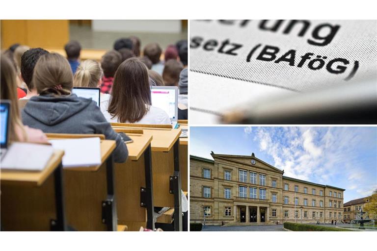 Studierende in Baden-Württemberg müssen  oft lang auf BAföG warten, unter anderem in Tübingen (Universität unten rechts).