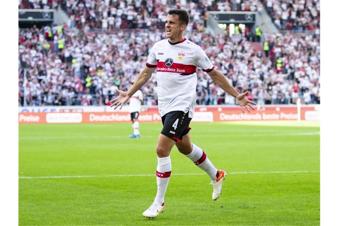Stuttgarter Spiele: VfB hofft Antwort gegen Arminia Stuttgarts Marc Oliver Kempf jubelt nach seinem Treffer. Foto: Tom Weller/dpa/Archivbild
