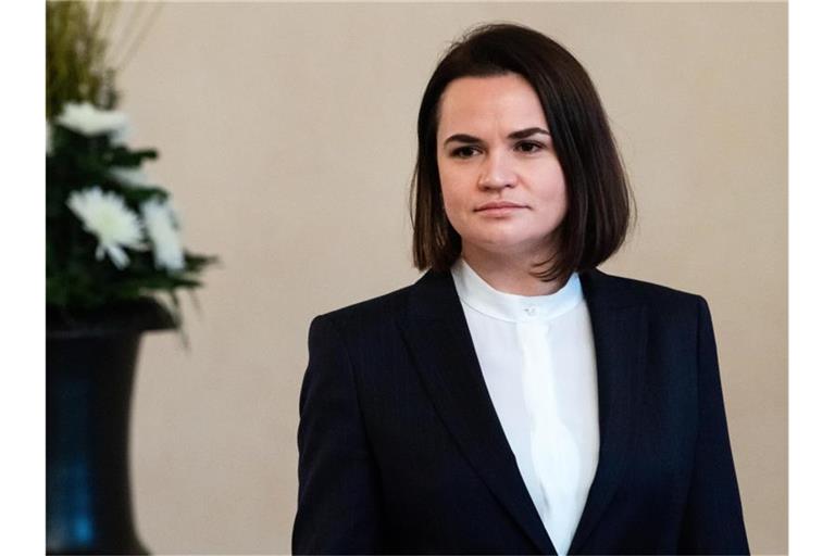 Swetlana Tichanowskaja, Oppositionspolitikerin aus Belarus, lebt im Exil in Litauen. Foto: Bernd von Jutrczenka/dpa