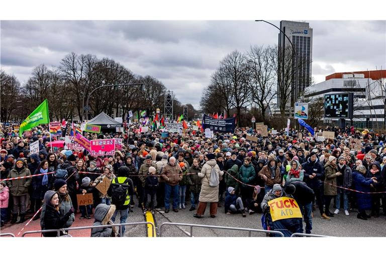 Tausende Menschen haben sich zu einer Demonstrationen gegen rechts in Hamburg versammelt.