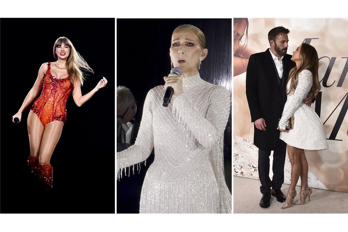 Swift ist ganz oben, Dion rührt die Welt und JLo macht Schluss Taylor Swift, Céline Dion, Ben Affleck und Jennifer Lopez (von links) – vier Prominente, die in diesem Jahr Schlagzeilen machten.