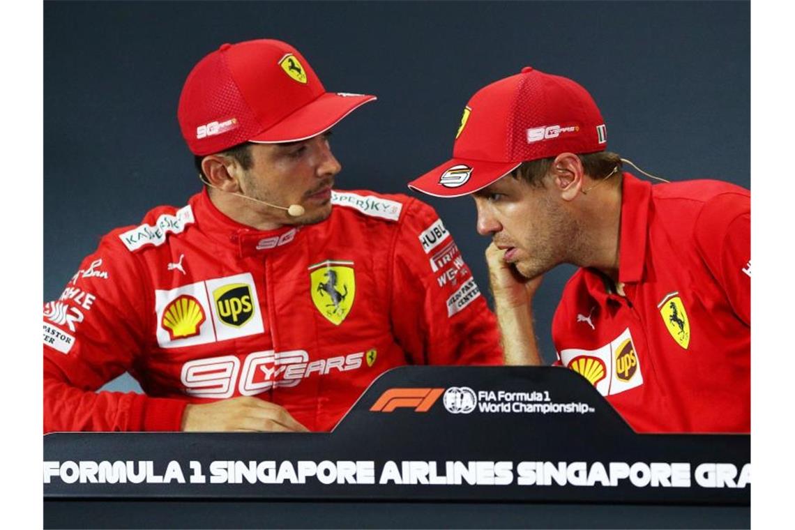 Teamkollegen und Konkurrenten zugleich: Charles Leclerc (l) und Sebastian Vettel. Foto: Yong Teck Lim/dpa