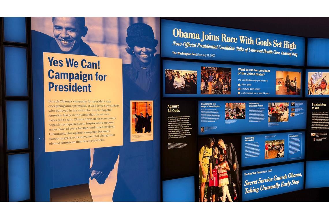 Teil der Ausstellung ist Obamas Werdegang.
