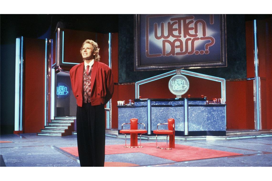 Thomas Gottschalk damals bei seiner "Wetten, dass..?"-Premiere. (Archivbild)