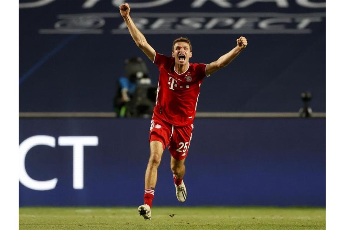 Thomas Müller gewann mit dem FC Bayern zum zweiten Mal die Champions League. Foto: Matthew Childs/Pool Reuters/AP/dpa