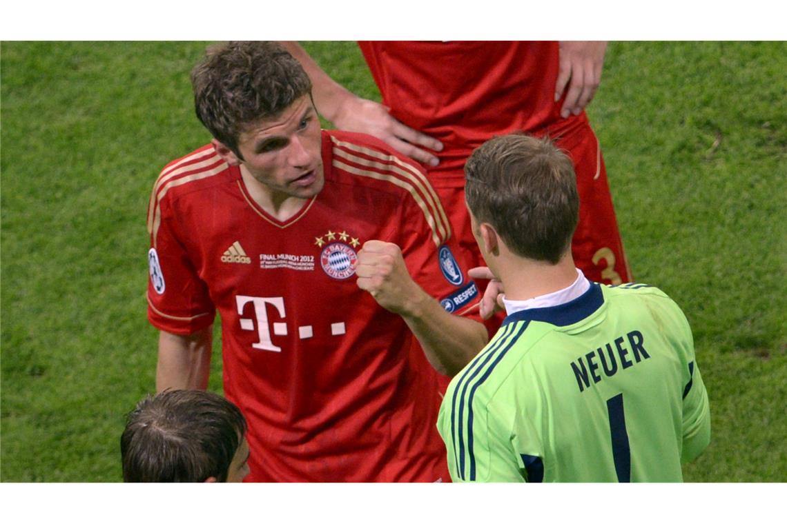 "Vollgas"-Bayern mit Neuer und Müller - "Extrem wichtig" Thomas Müller (l) und Manuel Neuer hoffen auf ihr zweites Heim-Finale nach 2012.