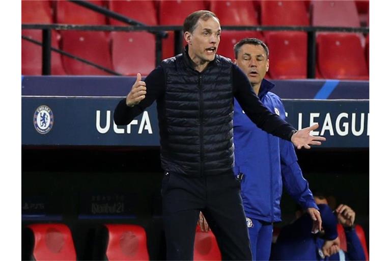 Thomas Tuchel, Trainer von FC Chelsea, gestikuliert beim Spiel gegen den FC Porto an der Seitenlinie. Foto: Isabel Infantes/PA Wire/dpa