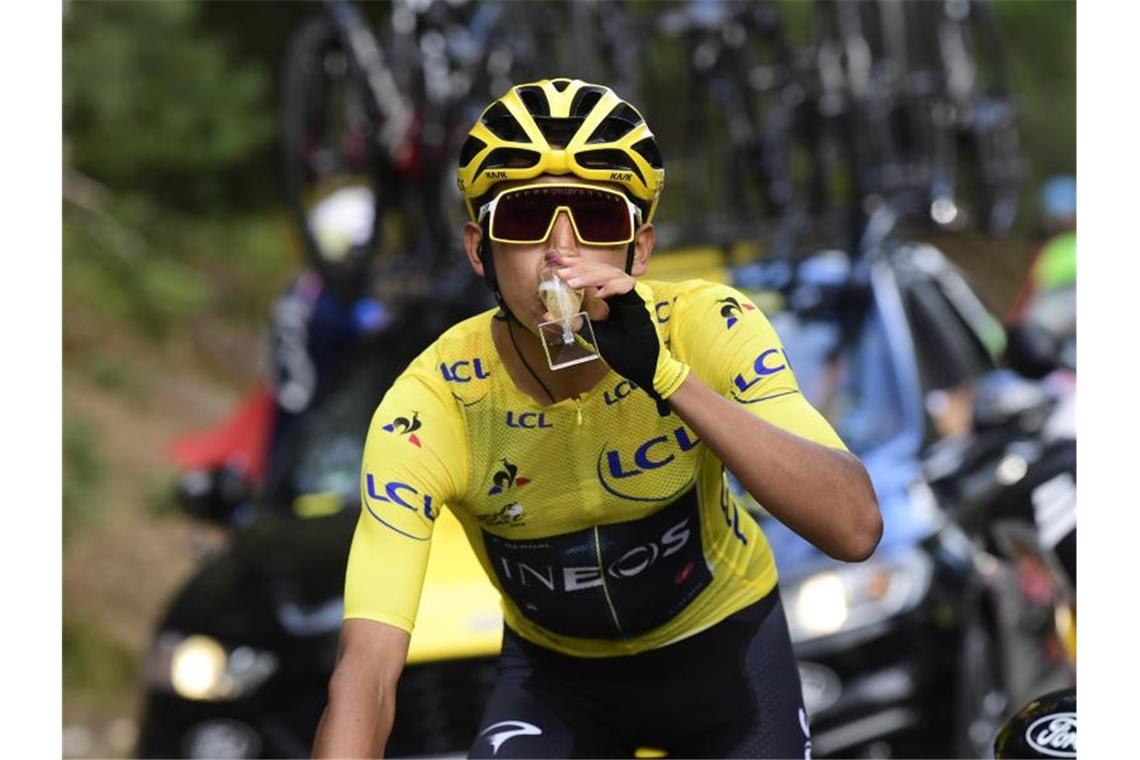 Titelverteidiger bei der Tour de France: Der Kolumbianer Egan Bernal. Foto: Pool Peter De Voecht/BELGA/dpa