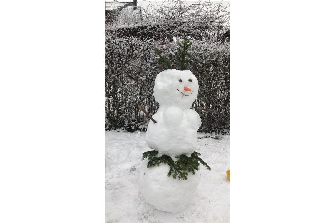 Tobi, Sara und ihre  Kinder Mia und Liz Vorrath aus Backnang haben eine Schneefr...