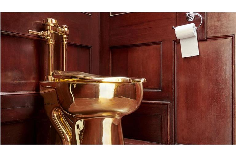 Toilettenskulptur aus 18-karätigem Massivgold, die im September 2019 gestohlen wurde (Archivbild).