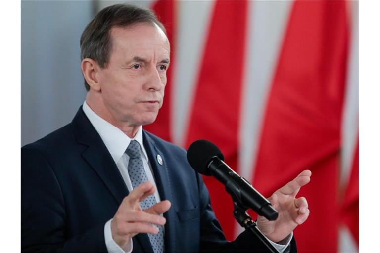 Tomasz Grodzki, Senatspräsident von Polen, nimmt zu der umstrittenen Änderung des Wahlrechts für die Präsidentenwahl im Senat Stellung. Foto: Grzegorz Banaszak/ZUMA Wire/dpa