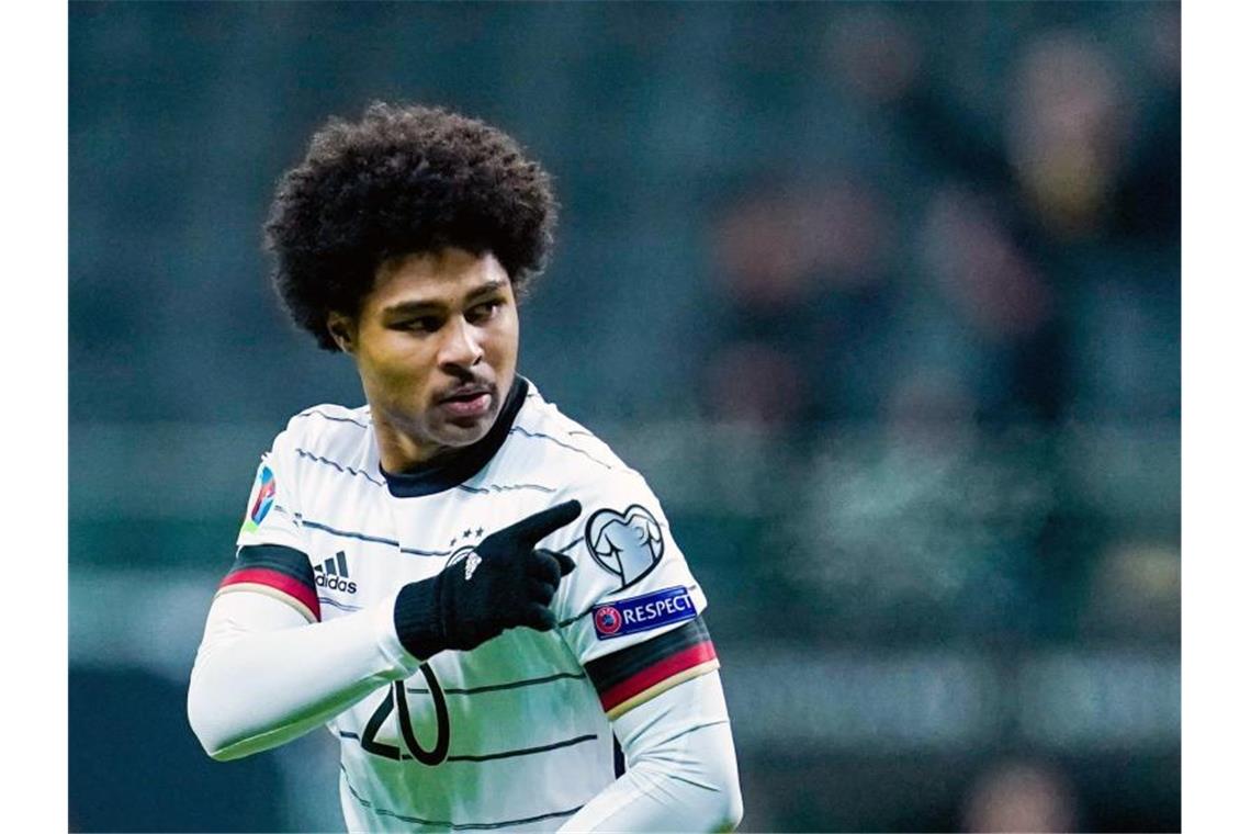 Top-Quote und vor Top-Zukunft: Gnabry „extrem wichtig“ Traf beim Jahresabschluss des DFB-Teams gleich drei Mal: Serge Gnabry. Foto: Uwe Anspach/dpa