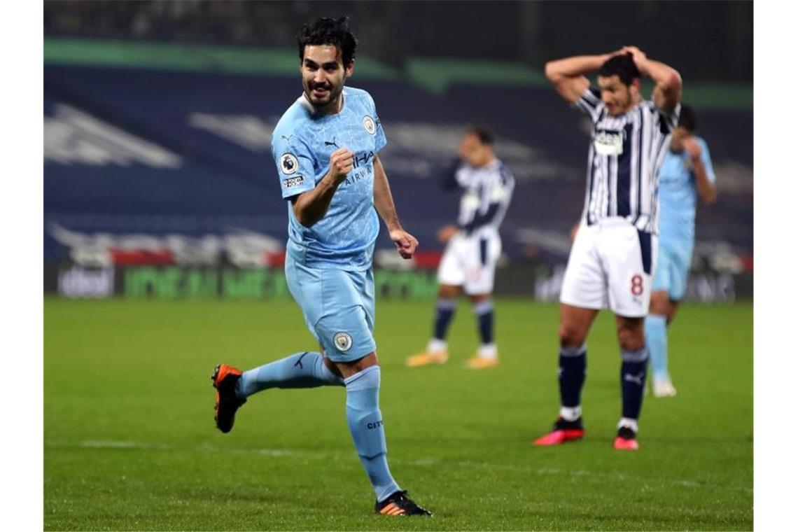 Traf beim ManCity-Sieg bei West Bromwich Albion gleich doppelt: Ilkay Gündogan. Foto: Nick Potts/PA Wire/dpa