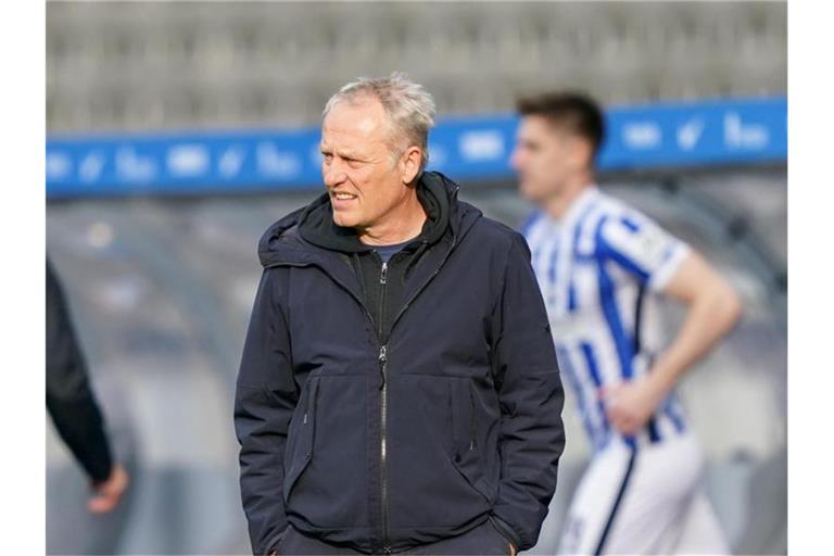 Trainer Christian Streich. Foto: Michael Sohn/AP Pool/dpa