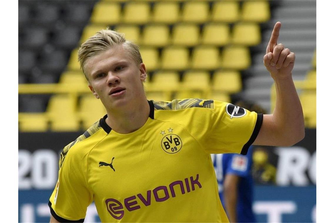 Traut Borussia Dortmund die Meisterschaft zu: Torjäger Erling Haaland. Foto: Martin Meissner/AP-Pool/dpa