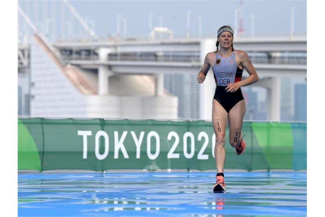 Triathletin Laura Lindemann lief in Tokio als Achte ins Ziel. Foto: Sebastian Gollnow/dpa