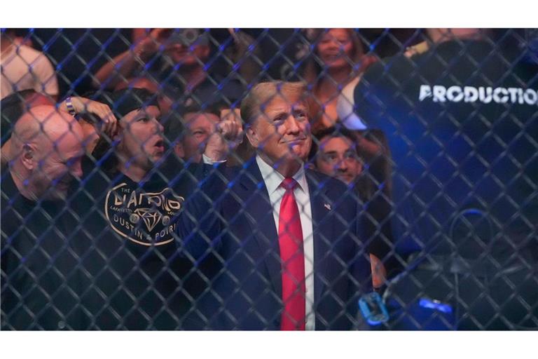 Trump hinter Gittern? Hier besucht der ehemalige US-Präsident einen UFC-Käfigkampf.