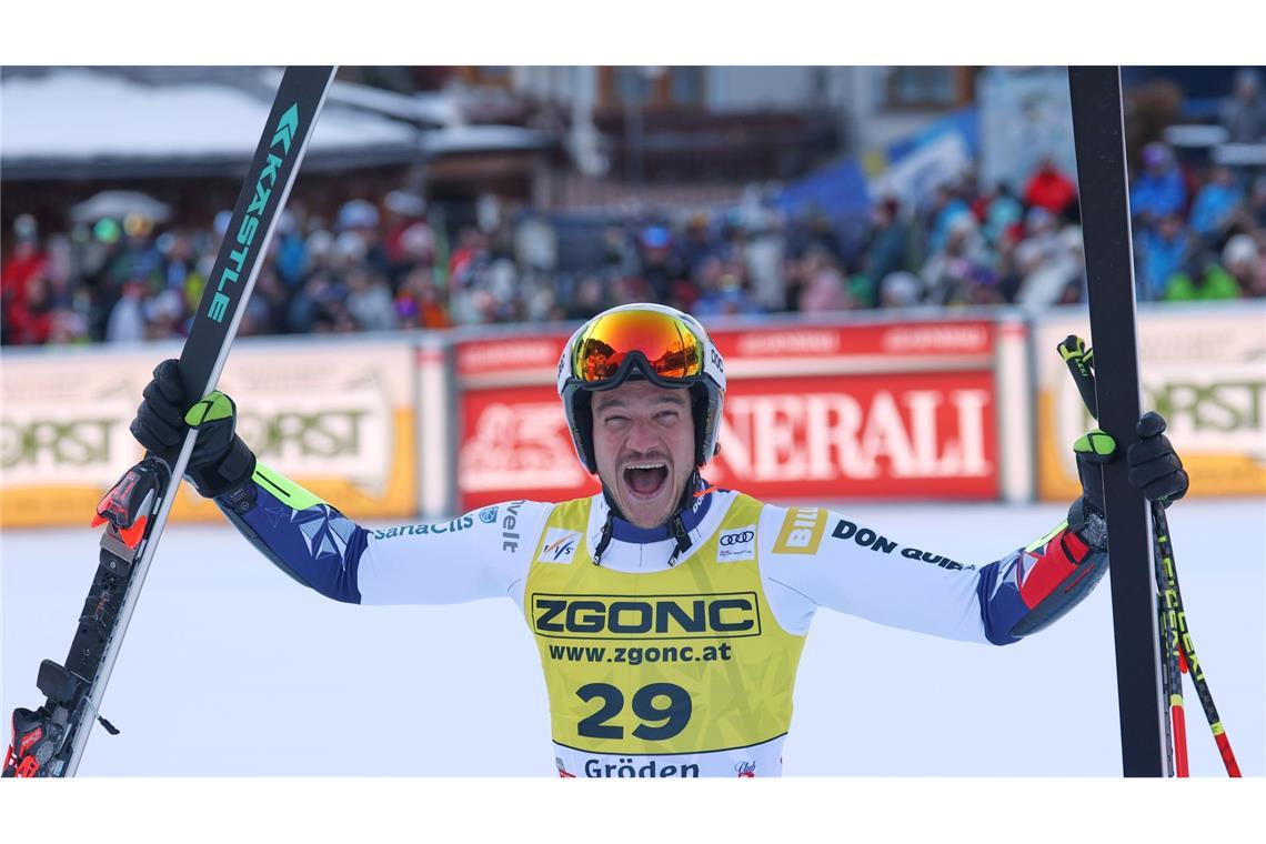 Tschechischer Ski-Coup in Gröden: Jan Zabystran bejubelt seinen Sieg im Super-G.