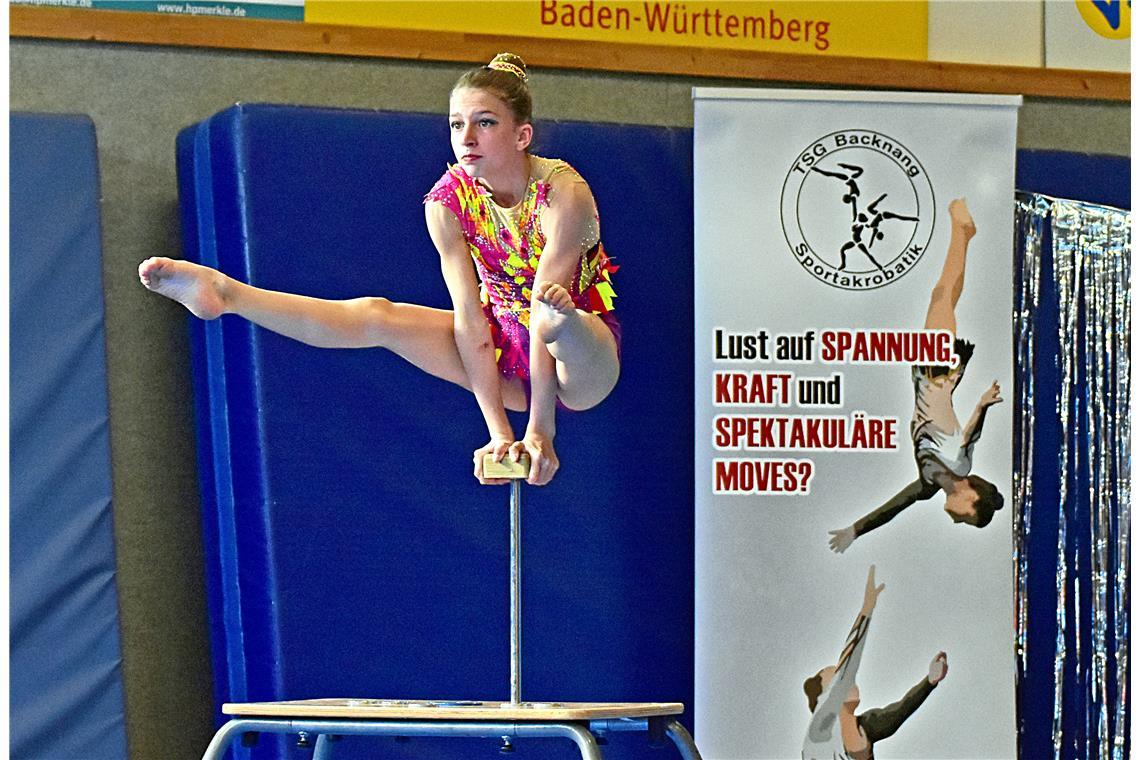 TSG-Sportakrobatin Philippa Goundas sorgt mit ihrer Kür für ein Highlight.