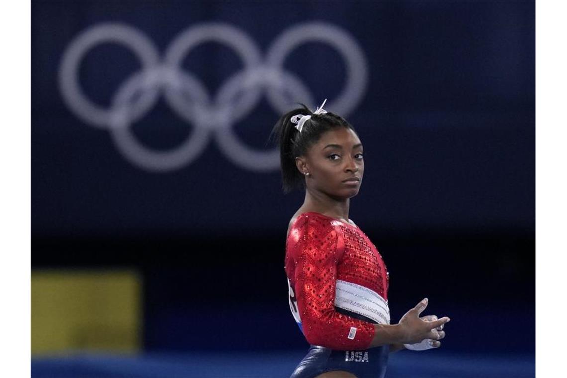 Zurück auf Turn-Bühne: Biles tritt am Schwebebalken an Turnt in Tokio doch noch einmal: Simone Biles. Foto: Gregory Bull/AP/dpa