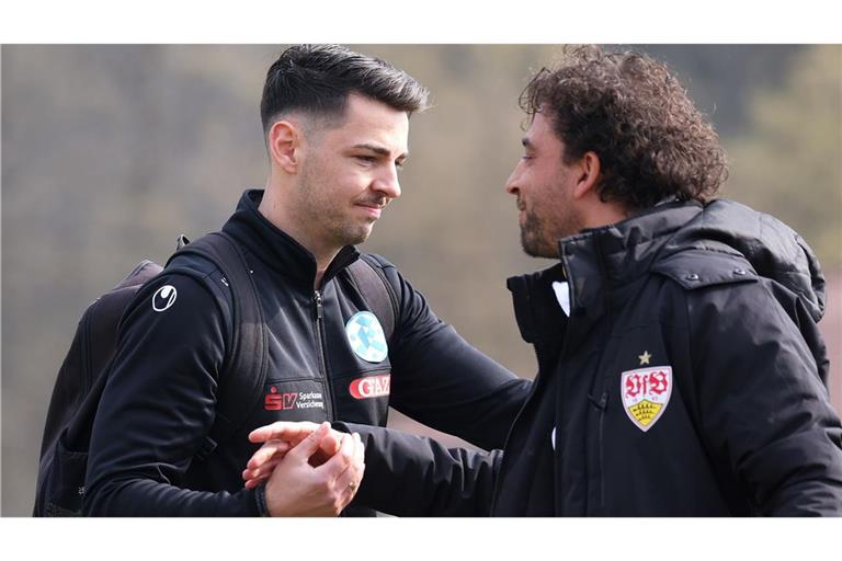 U-17-Trainer Max Füssenhäuser (li.) und VfB-Kollege Daniel Jungwirth: Derby auf Augenhöhe.        


Foto: Baumann/Alexander Keppler 